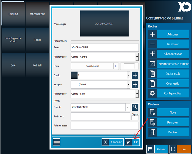 Confirmar função XDSOBACONFIG